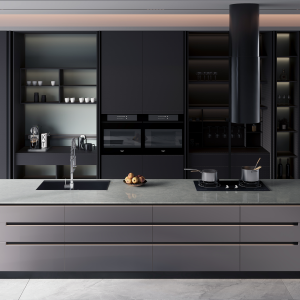Mimetech Stone Nebula light grey isladn kitchen