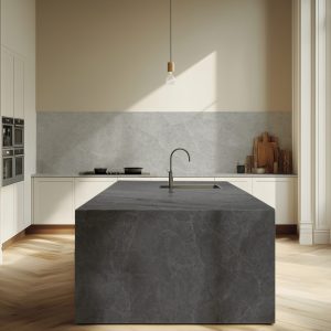 Mimetech Stone Nebula Dark Grey and Light Grey 2025 kitchen